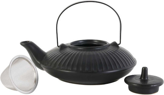 HowHomely Teekanne mit Filter Keramik Schwarze 600ml