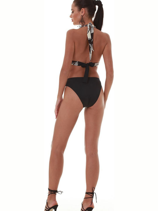 Chic Escape Bikini Τριγωνάκι B Cup με Ενίσχυση Floral Μαύρο-μπεζ