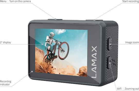 Lamax X5.2 Екшън Камера 4K Ultra HD Водоустойчива с 2" Сензорен Екран и Wi-Fi Черна