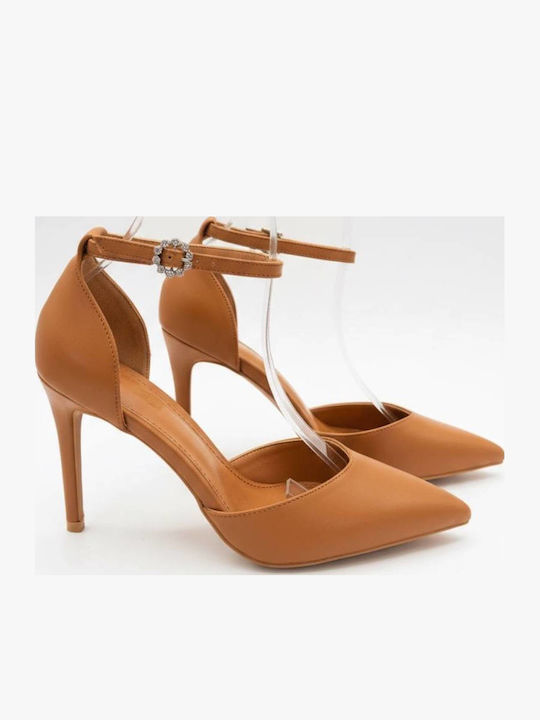 Heels with Strap & High Brown Heel
