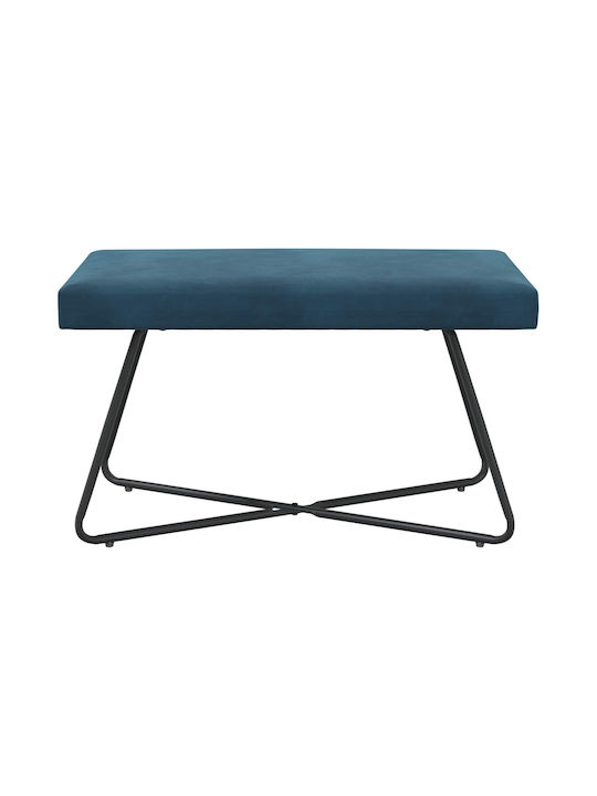 Living Room Stool Upholstered with Blue Velvet 80x40x45cm