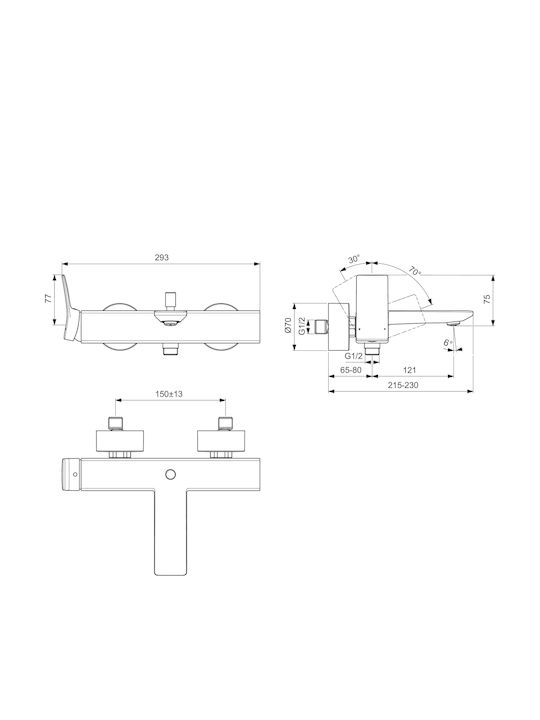 Ideal Standard Conca Mixing Bath Faucet Silver