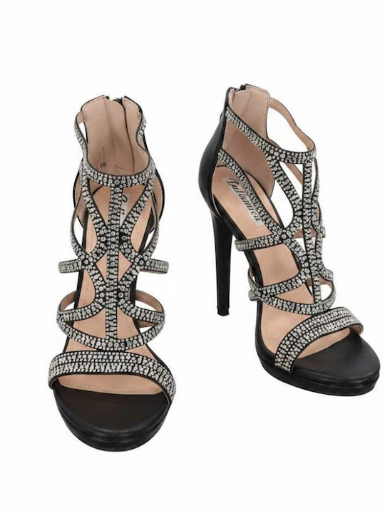 Damen Sandalen mit Strass Schwarz