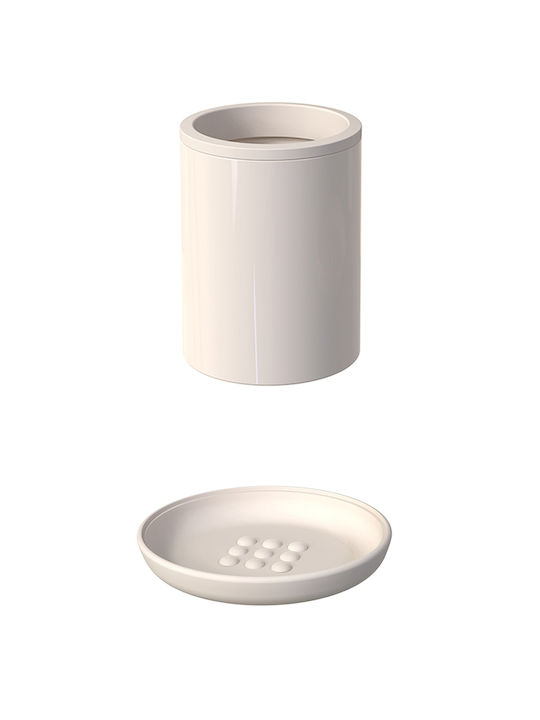 SteweHome Bathroom Accessory Set Plastic Beige 6 Pieces