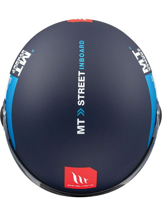 MT Street S Inboard Inboard C7 Black Blue White Matt Motorcycle Helmet Jet ECE 22.06 950gr