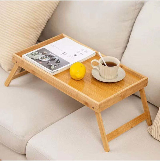 Table for Small Outdoor Spaces Made of Foldable Brown Bamboo 30x40cm