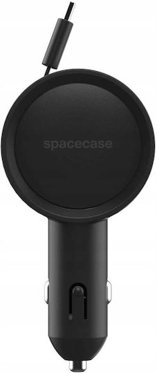 Spacecase Auto-Ladegerät Easycable Eingebautes Zusammenklappbares Kabel Type-C 30W Schwarz
