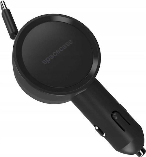 Spacecase Auto-Ladegerät Easycable Eingebautes Zusammenklappbares Kabel Type-C 30W Schwarz