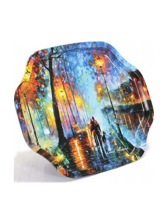 Stewehome Metallic Octagonal Serving Tray White 27x32 Cm
