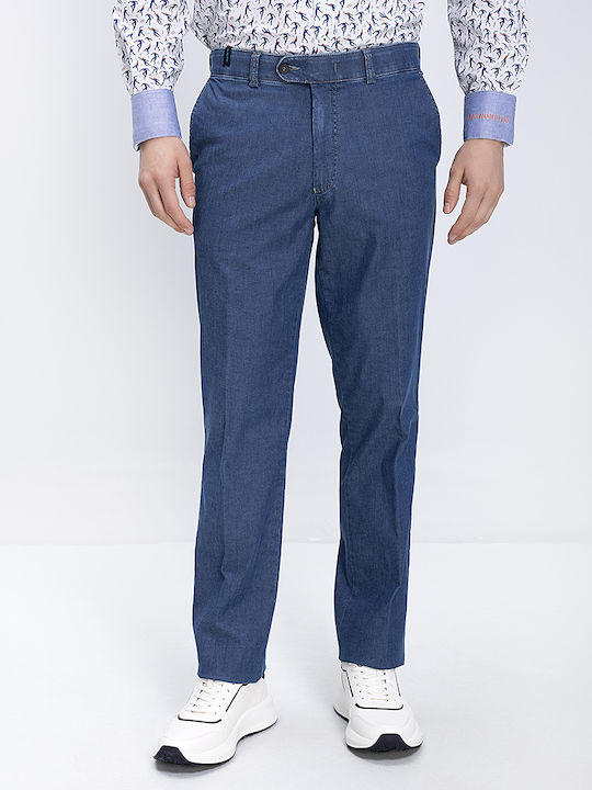 Men's Elastic Jeans Pants With Relaxed Straight Fit Light Blue