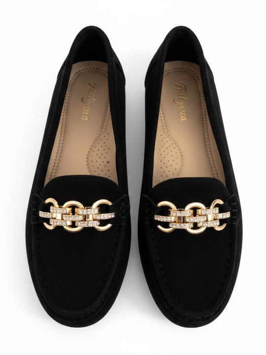 Suede Women's Loafers in Black Color