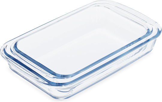 Relaxdays Rectangular Heat-Resistant Cookware Glass 2 Pieces