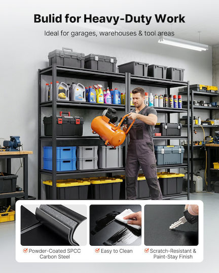 Vevor Dexion Shelf 151.1x52.2x181.3cm With 5 Shelves Total Load Capacity 1361kg