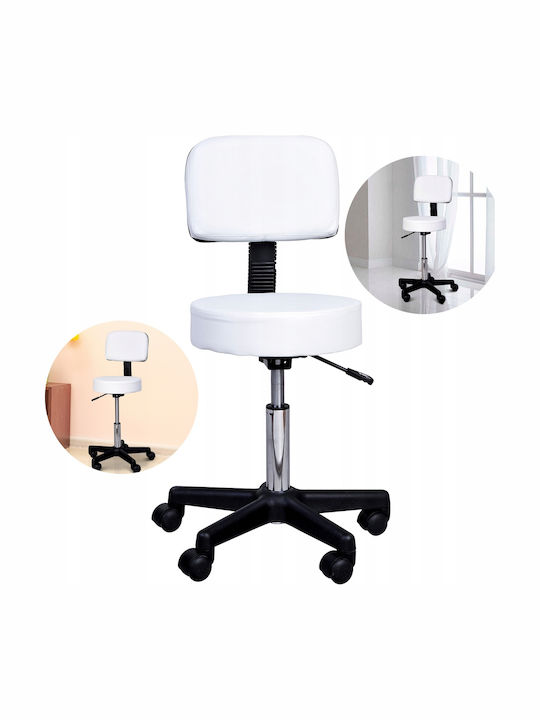 Ergonomischer Büro- und Schreibtischhocker mit Rückenlehne Weiß 35x35x45cm