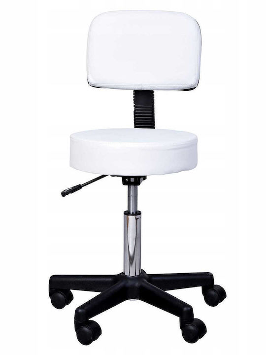 Ergonomischer Büro- und Schreibtischhocker mit Rückenlehne Weiß 35x35x45cm