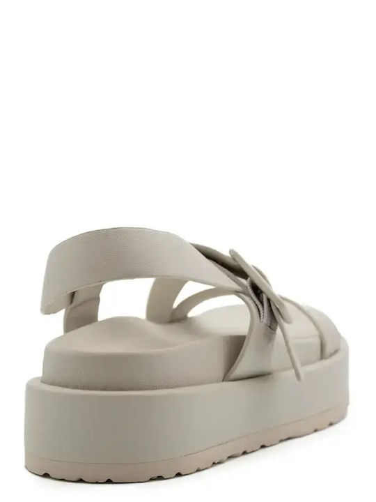 Leather Women's Flat Sandals White