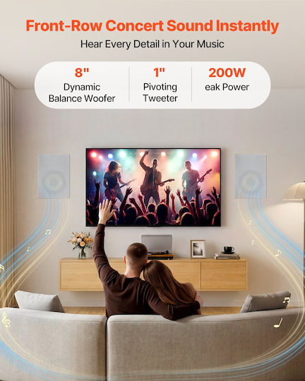 Vevor Εντοιχιζόμενα Ηχεία 200W με Bluetooth (Ζεύγος) Λευκά