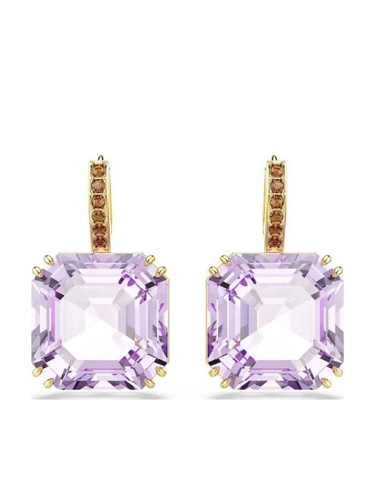 Swarovski Σκουλαρίκια Επιχρυσωμένα με Πέτρες Μωβ Swarovski Σκουλαρίκια Επιχρυσωμένα με Πέτρες Μωβ