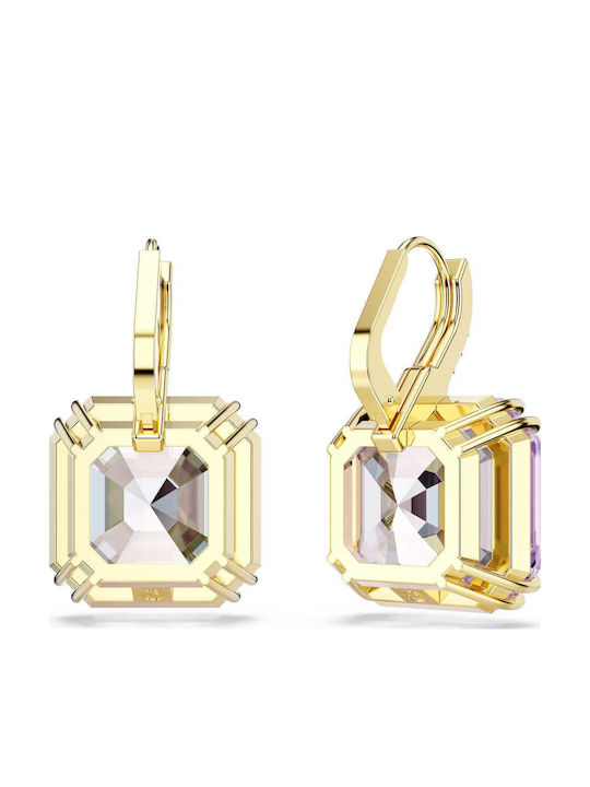Swarovski Σκουλαρίκια Επιχρυσωμένα με Πέτρες Μωβ