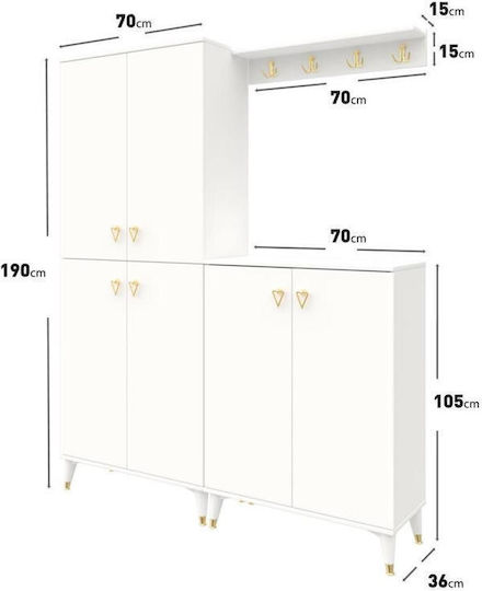 Έπιπλο Εισόδου με Ντουλάπα Εκρού Καρυδί 140x36x190εκ.