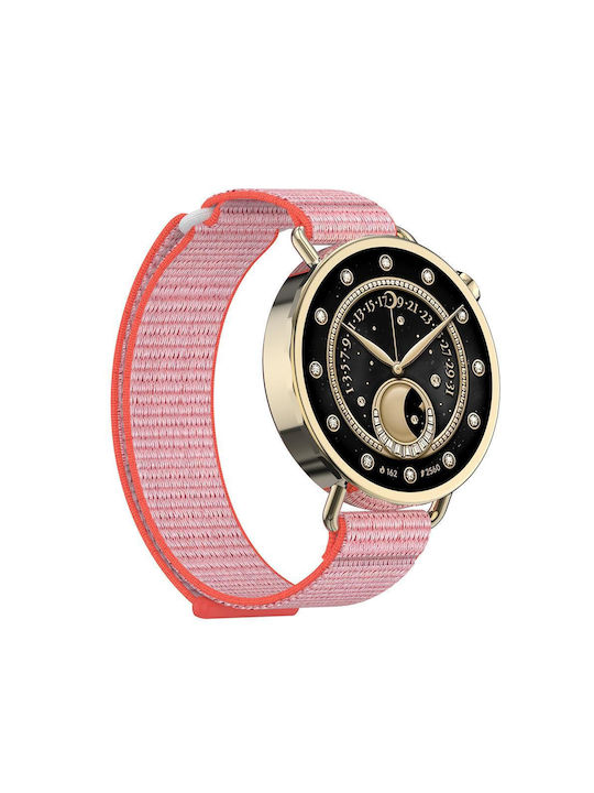 Λουράκι Xiaomi Watch S4 41mm Quick Release Two Section Braided Nylon Loop Magic Tape Pink