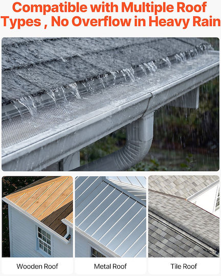 Vevor Gutter Gutter Aluminum Gutter Cover 152.4 Mm Stainless Steel Heavy Duty Micro Mesh Length 14.63 M Thickness 1.02 Mm Protective Sheet Pine Needle Debris Easy Diy Includes Screws 12 Pcs