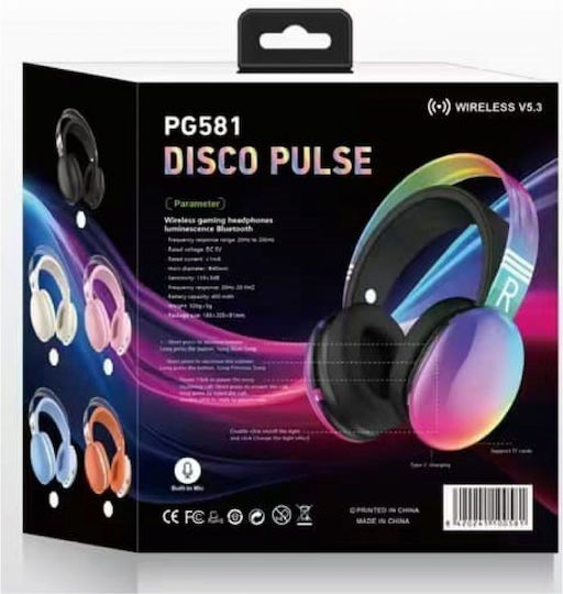 PG581 Ασύρματα Bluetooth Over Ear Ακουστικά με 5 ώρες Λειτουργίας Πολύχρωμα