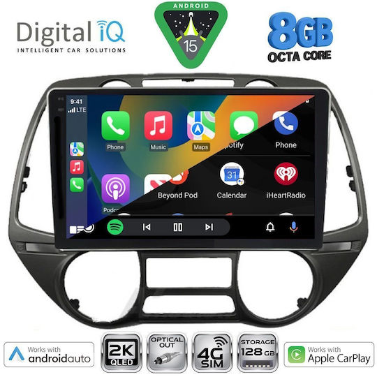 Digital IQ Ηχοσύστημα Αυτοκινήτου για Hyundai i20 2008-2014 (Bluetooth/USB/WiFi/GPS/Apple-Carplay/Android-Auto) με Οθόνη Αφής 9"
