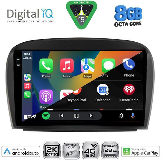 Digital IQ Car Audio System for Mercedes-Benz SL 2006-2012 Bluetooth USB WiFi GPS Apple CarPlay Android Auto with 9" Touch Screen