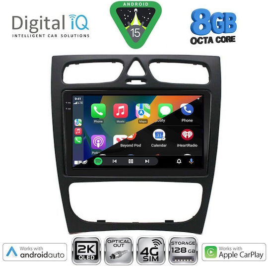 Digital IQ Ηχοσύστημα Αυτοκινήτου για Mercedes-Benz C Class 1999-2004 (Bluetooth/USB/WiFi/GPS/Apple-Carplay/Android-Auto) με Οθόνη Αφής 9"