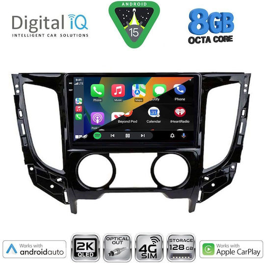 Digital IQ Car Audio System for Mitsubishi L200 2015-2019 with A/C Bluetooth USB WiFi GPS Apple CarPlay Android Auto with 9" Touch Screen