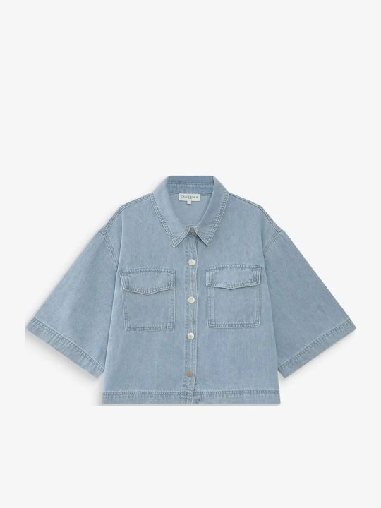 Дълъг Ръкав Дамска Дънкова Риза Denim