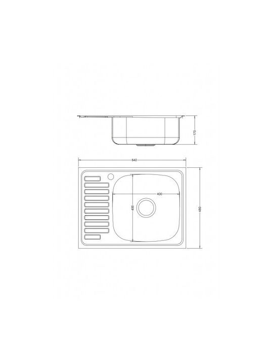 Inter Ceramic Ένθετος Νεροχύτης Inox Μ64xΠ48cm Γκρι