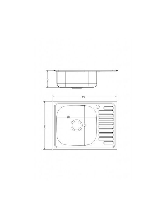 Inter Ceramic Ένθετος Νεροχύτης Inox Μ64xΠ48cm Γκρι