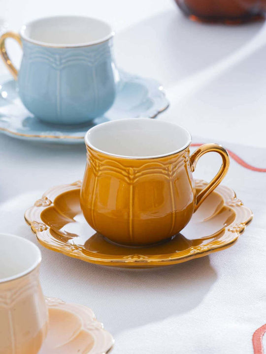 SteweHome Set Of Multicolour Porcelain Coffee Cups 90ml 6 Pieces