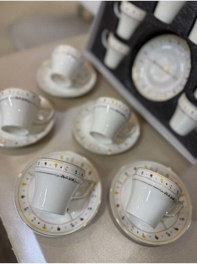 SteweHome Set Of Black Porcelain Coffee Cups 90ml 6 Pieces