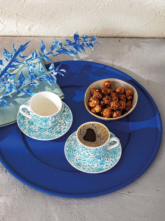 SteweHome Set Coffee Cups Made of Blue Porcelain 90ml 2 Pieces
