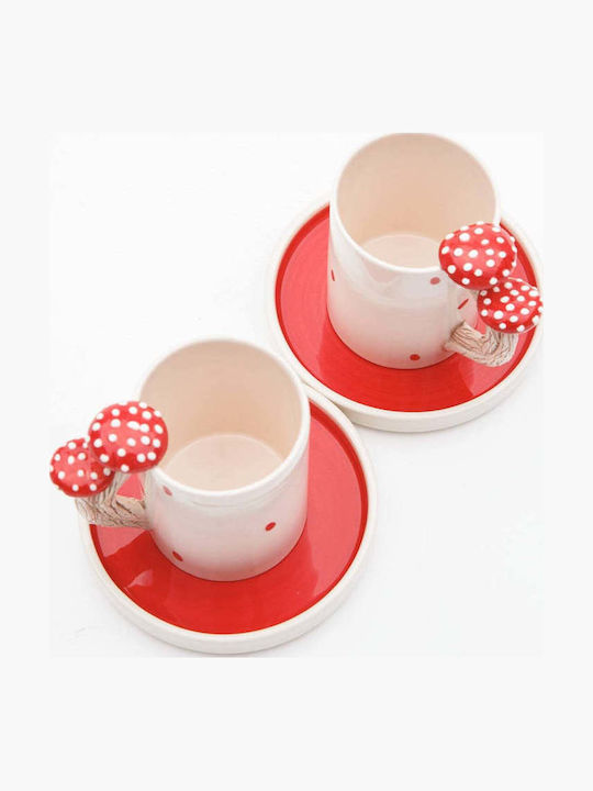 SteweHome Set Of Brown Ceramic Coffee Cups Brown 80ml 4 Pieces