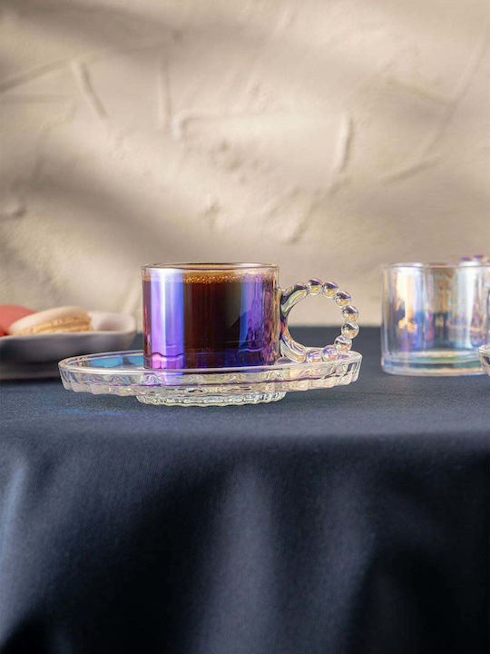 SteweHome Set of Multicolour Glass Coffee Cups 100ml 6 Pieces