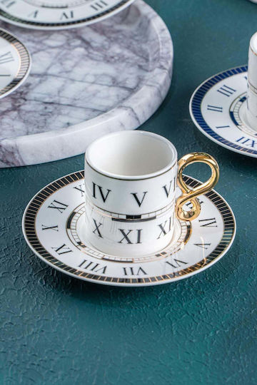 SteweHome Set of Black Porcelain Coffee Cups 90ml 6 Pieces