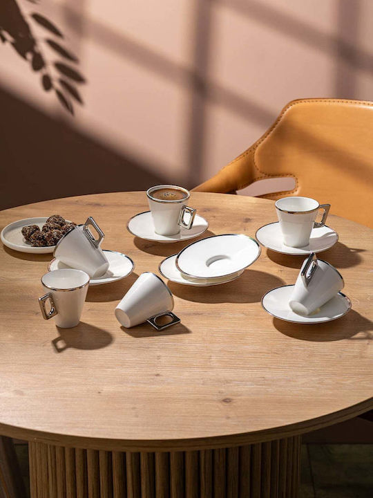 SteweHome Set Coffee Cups Made of Silver Porcelain 80ml 6 Pieces