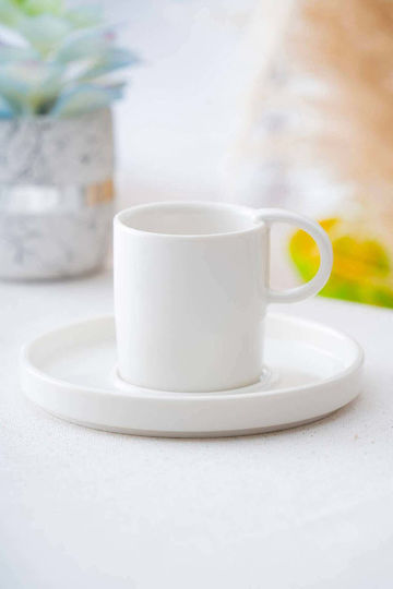 SteweHome Σετ Φλιτζάνια Καφέ από Πορσελάνη Λευκά 90ml 6τμχ