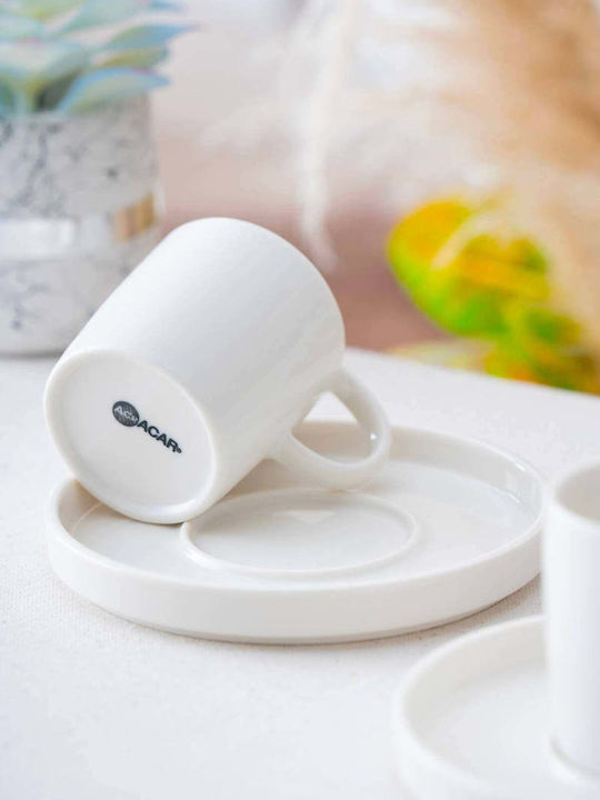 SteweHome Σετ Φλιτζάνια Καφέ από Πορσελάνη Λευκά 90ml 6τμχ
