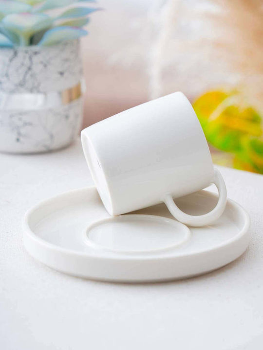 SteweHome Σετ Φλιτζάνια Καφέ από Πορσελάνη Λευκά 90ml 6τμχ