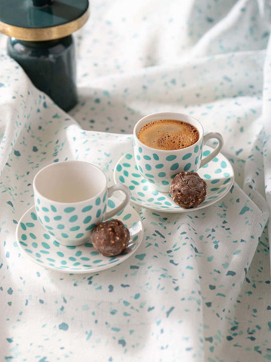 SteweHome Set Of Green Porcelain Coffee Cups 90ml 2 Pieces