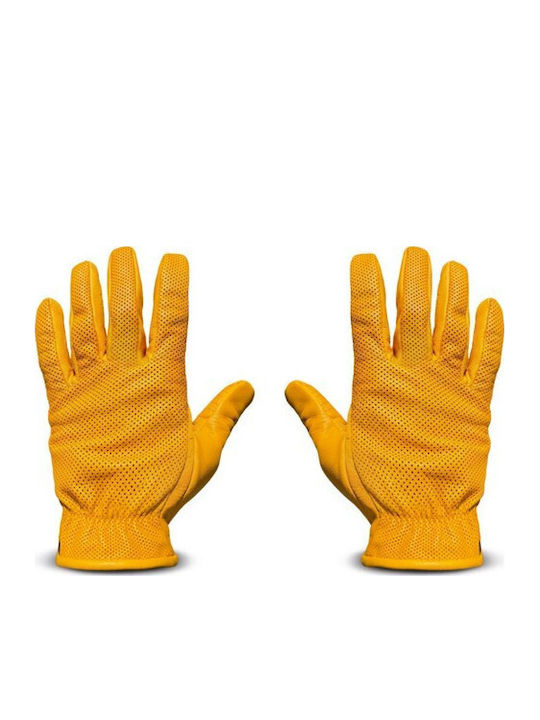 DMD Schutz Sommerzeit Herren Leder Motorradhandschuhe Gelbe Perforierte