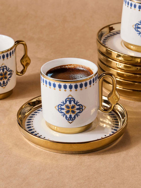 SteweHome Set Of Multicolour Porcelain Coffee Cups 6 Pieces