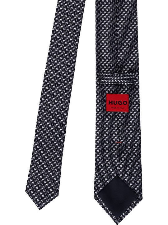 Hugo Men's Silk Printed Tie In Black Colour
