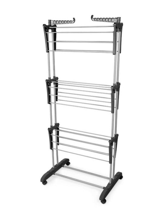 SteweHome Folding Floor Clothes Drying Rack Made of Metal with Hanging Length 25m