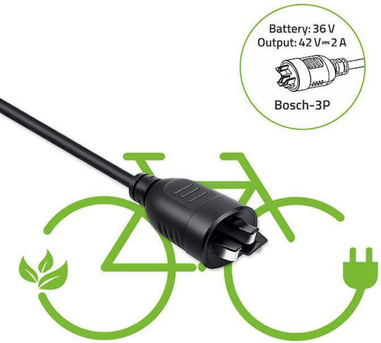 Qoltec Charger Qoltec Electric Bicycle 36v/42v 2a Bosch 3pin Connector